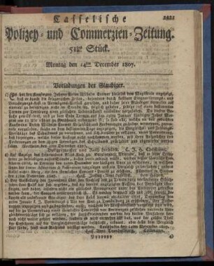 51tes Stück. Montag, den 14ten December 1807