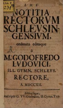 Notitia Rectorum Schleusingensium