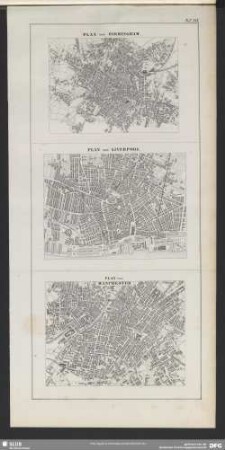 Plan von Birmingham. Plan von Liverpool. Plan von Manchester