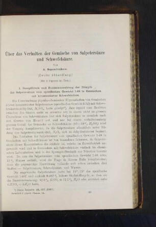 Über das Verhalten der Gemische von Salpetersäure und Schwefelsäure
