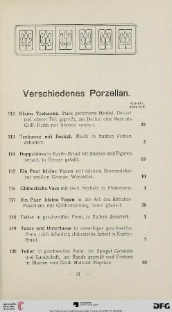 Verschiedenes Porzellan (Nr. 112-130)
