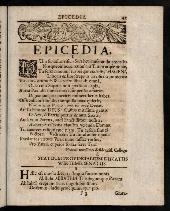 45-75, Epicedia.