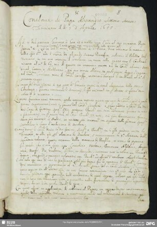 [Faszikel 10: Erörterungen zum Konklave zur Wahl Papst Alexanders VII. (1655-1667)]