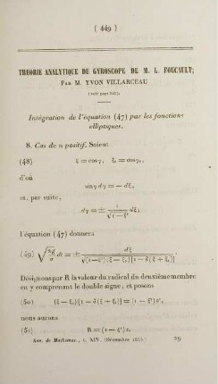 Theorie analytique du gyroscope de M. L. Foucault.