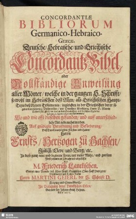Concordantiae Bibliorum Germanico-Hebraico-Graecae