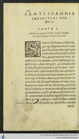 Beati Ioannis Presbyteri Epistola II.