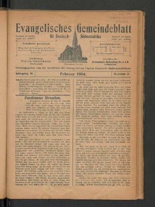 Jahrgang IV. Februar 1914. Nummer 2.