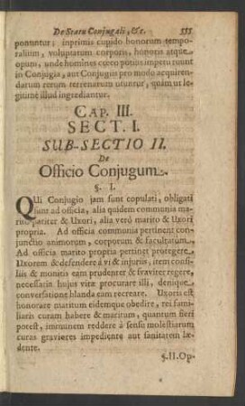 [...] Sub-Sectio II. De Officio Conjugum