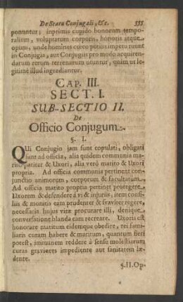 [...] Sub-Sectio II. De Officio Conjugum