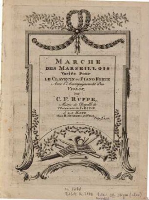 Marche des Marseillois : variée pour le clavecin ou piano forte avec l'accompagnement d'un violon