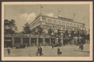 Ansichtskarte "Münchener Hofbräu-Ausschank" im Europahaus, Stresemannstraße [1/2]
