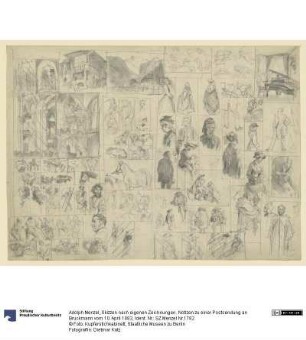 Skizzen nach eigenen Zeichnungen. Notizen zu einer Postsendung an Bruckmann vom 10. April 1883