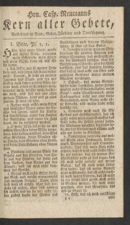 Hrn. Casp. Neumanns Kern aller Gebete, Bestehend in Bitte, Gebet, Fürbitte und Danksagung