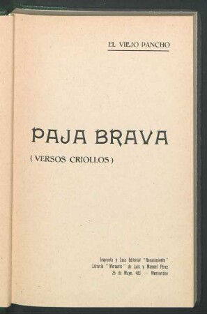 Paja Brava : (versos criollos)