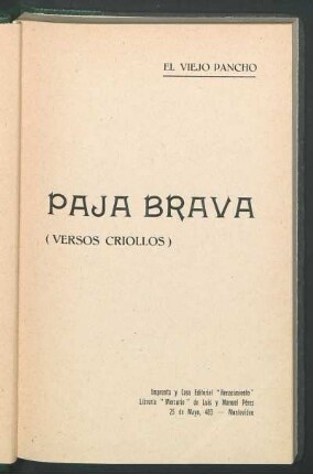 Paja Brava : (versos criollos)