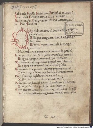De crudeli Eurapontinae urbis excidio sacrosanctae religionis christianae lamentatio : gewidmet Papst Paulus II.