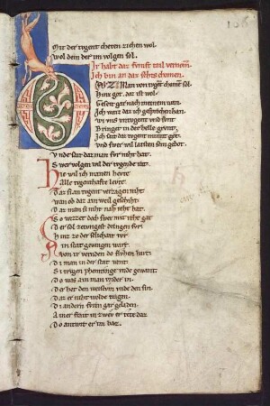 Initiale; Spaltleisteninitiale mit zoomorphem Körper (Hund); (Buch 6)