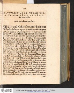 Illustrissimi et Potentissimi Prinicpis Electoris Palatini Intercessio