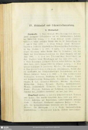 IV. Bibliothek und Lehrmittelsammlung