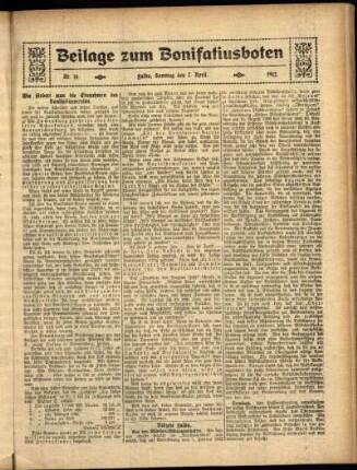 Zweite Ausgabe vom Sonntag, den 07. April 1912.