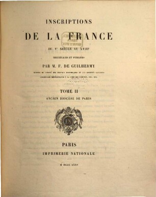 Inscriptions de la France du Ve siècle au XVIIIe : ancien diocèse de Paris. 2