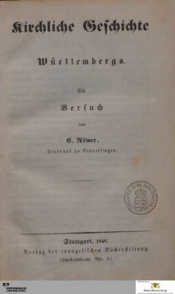 Kirchliche Geschichte Württembergs
