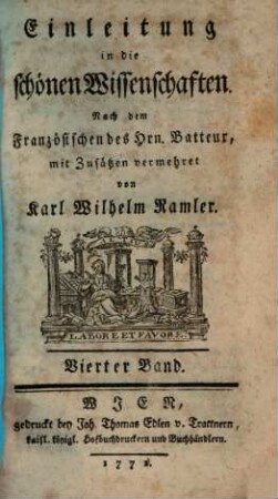 Einleitung in die schönen Wissenschaften, 4