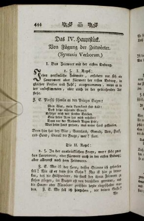 Das IV. Hauptstück. Von Fügung der Zeitwörter. (Syntaxis Verborum.)