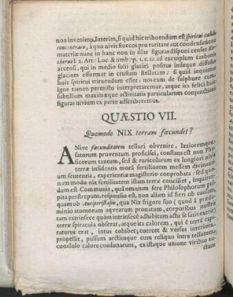Quæstio VII. Quomodo Nix terram fœcundet?