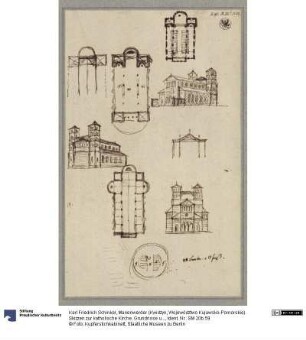 Marienwerder (Kwidzyn, Województwo Kujawsko-Pomorskie). Skizzen zur katholische Kirche. Grundrisse und Ansichten