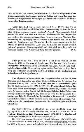 Seevermessung, 25 Jahre im Deutschen Hydrographischen Institut, Hamburg 1945 - 1970, zusammengestellt von Fritz Nieder und Willy Schröder : Hamburg, 1970