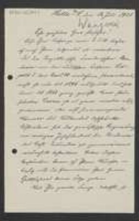 Brief von Albert Wangerin an Unbekannt