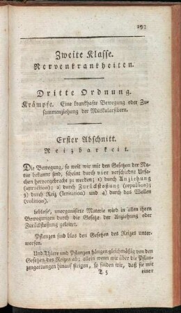 Dritte Ordnung. Krämpfe.