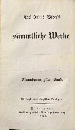 Carl Julius Weber's sämmtliche Werke, 21. Democritos oder hinterlassene Papiere eines lachenden Philosophen