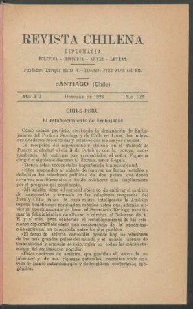 Chile-Perú - El establecimiento de Embajadas