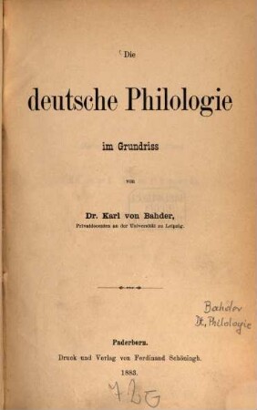 Die deutsche Philologie im Grundriß
