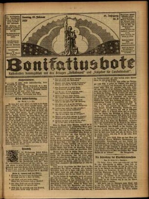 Erste Ausgabe vom Sonntag, den 22. Februar 1920.