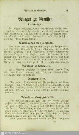 Beilagen zu Gemüsen