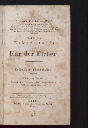 2: Besondere Fieberlehre : Gefässfieber, Wechselfieber, Saugaderfieber, und die Entzündungen