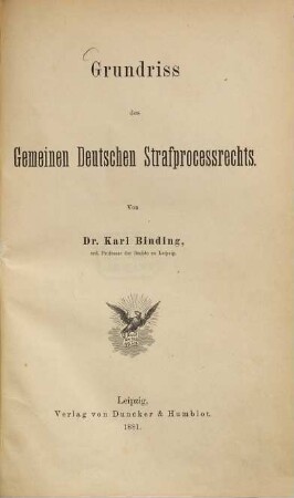 Grundriß des Gemeinen Deutschen Strafprocessrechts