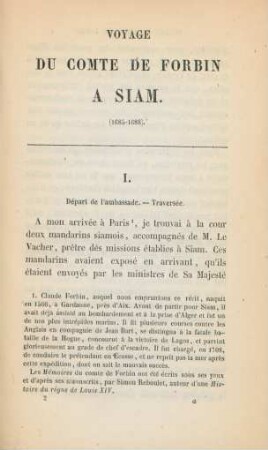 I. Départ de l'ambassade ...