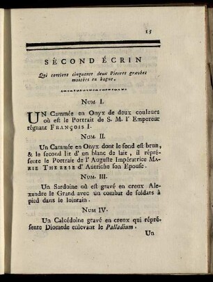 Sécond Écrin Qui contient cinquante deux Pierres gravées montées en bague