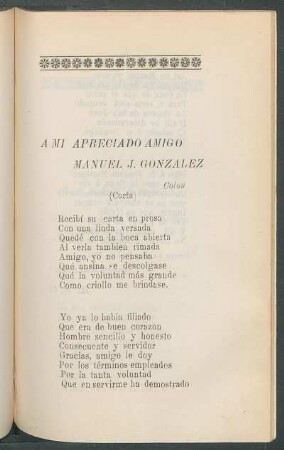 A mi apreciado amigo Manuel J. González : (Carta)