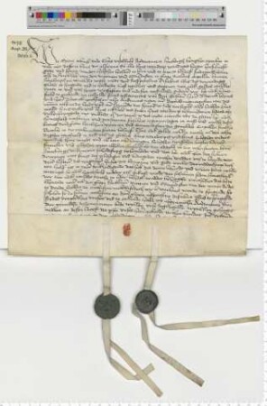 Die Ratsmannen Meyne Tobinck und Claus Vischkule bezeugen, dass die Testamentsvollstrecker des Bürgers Hans Tetendorp eine Hausrente "by der Godeke in der Rosenstraten" erwerben.