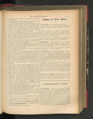 Chronique de l'Armée coloniale.