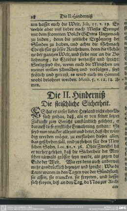 Die II. Hinderniß. Die fleischliche Sicherheit