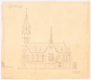 Katholische Kirche, Seichwitz: Südansicht der Kirche (Variante)
