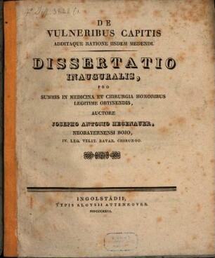 De vulneribus capitis additaque ratione iisdem medendi : Diss. inaug.