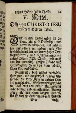 V. Mittel. Offt von Christo Iesu unserem Herrn reden