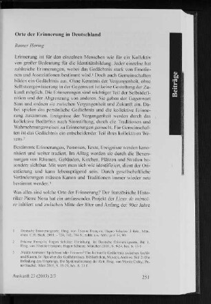 Orte der Erinnerung in Deutschland